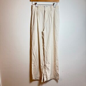Hollister Womens S Beige Ultra High Rise Livvy Wide Leg Linen Blend Pants Long
